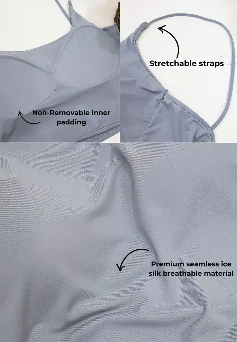 Premium Alaia Seamless Ice Silk Bralette Inner Top in Grey