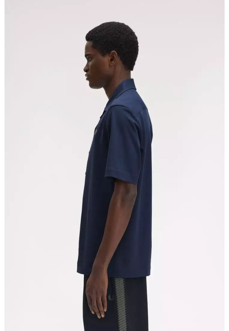 Fred Perry M1745 Compress Mesh Revere Collar Shirt (Dark Airforce)