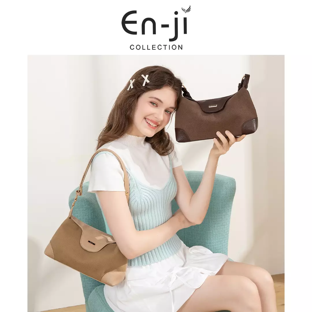 En-Ji Jini Shoulderbag Wanita Warna Nougat