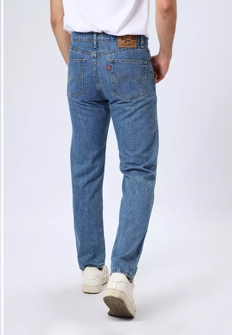 801 Reguler Fit Slub Jeans Light Blue Indigo - Celana Panjang Denim Pria