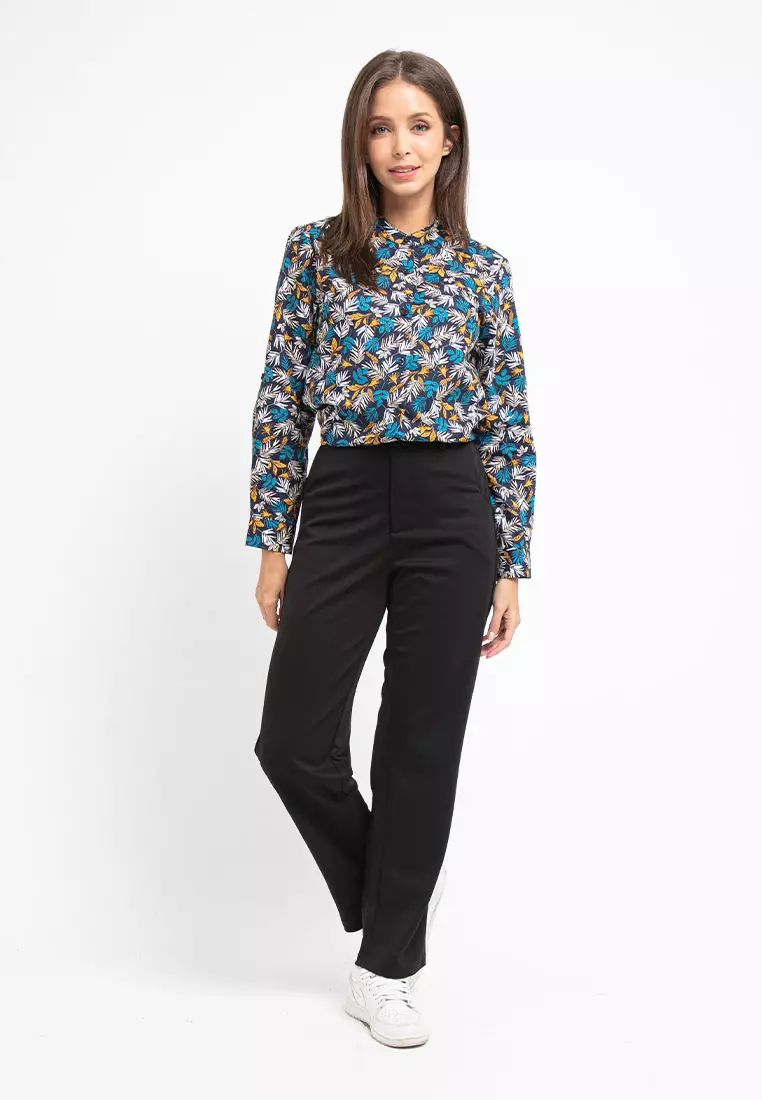 Forest Ladies Pant Roman Straight Cut Casual Long Pants Women - 810470-01Black