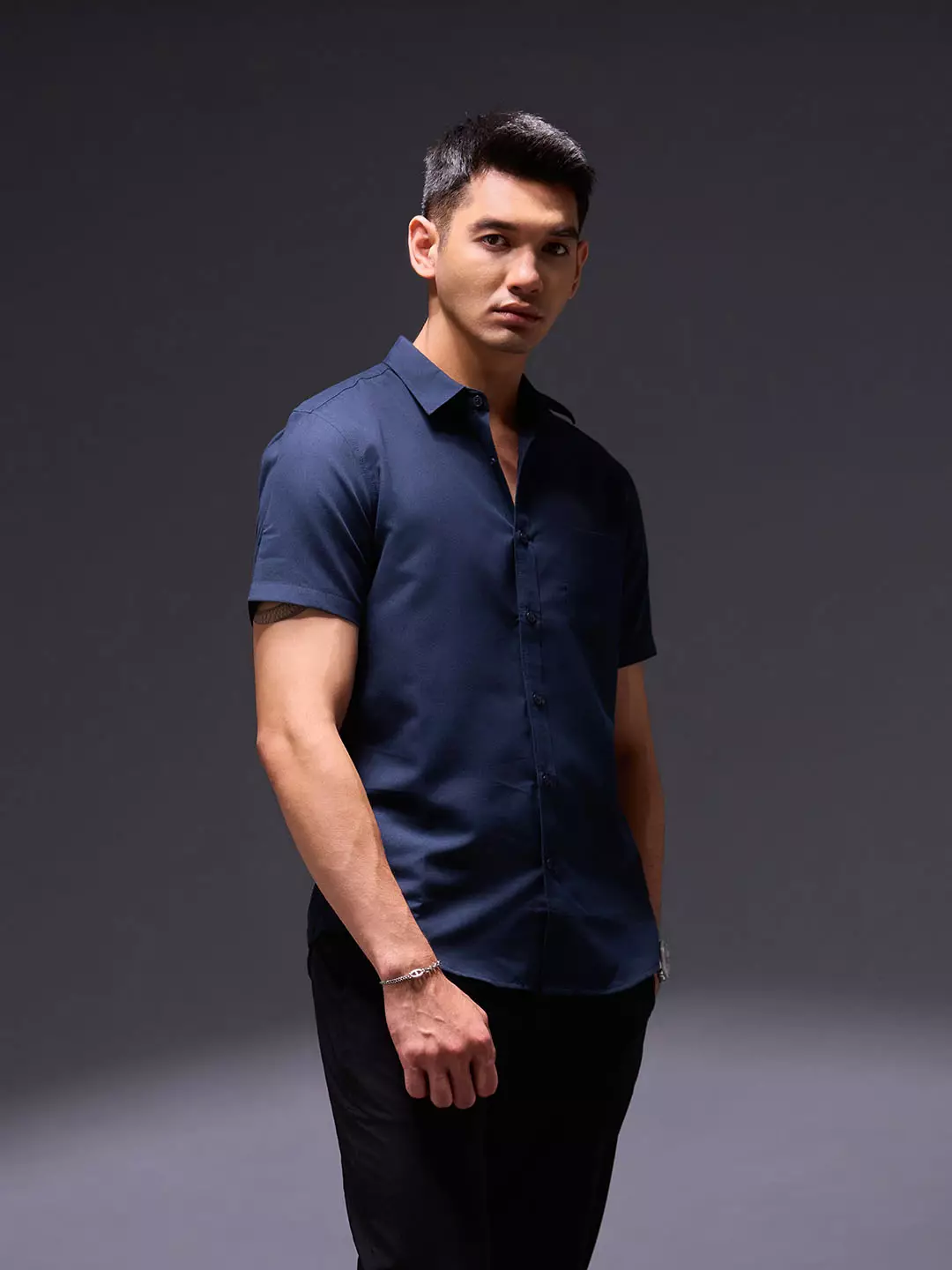 OXCON Easy Shirts Kemeja Tangan Pendek Navy