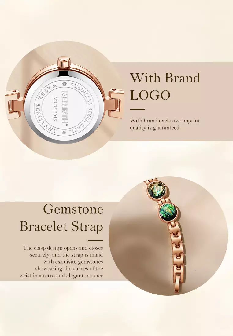 Jam Tangan Wanita Anti Air Original Korea Elagent Jam Gelang Style Vintage Jam Tangan Cewek rosegold