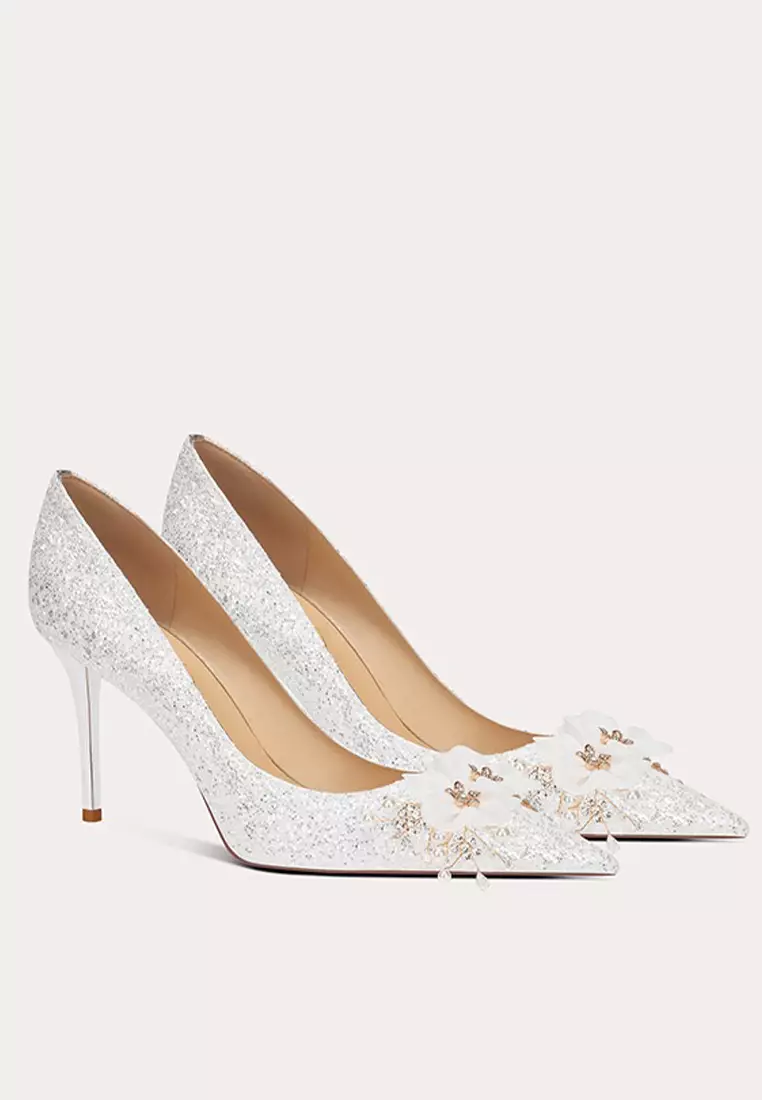 6CM Rhinestone Buckle Pointed Wedding Heels PX708-A11