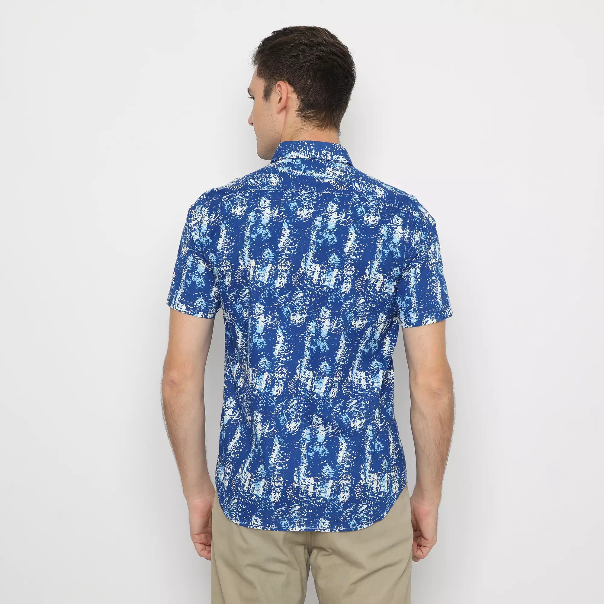 Platini Kemeja Print Pria Lengan Pendek Biru 132147