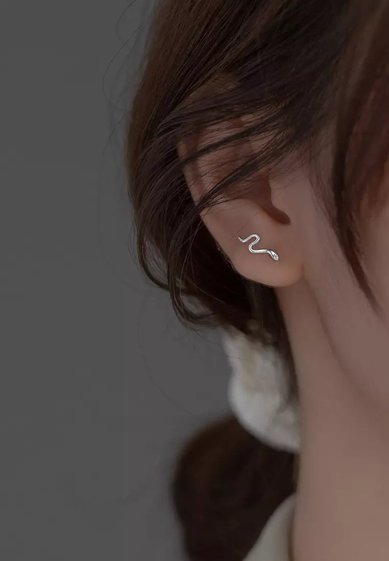 925 Silver Zircon Snake Earrings JW AR-M00075
