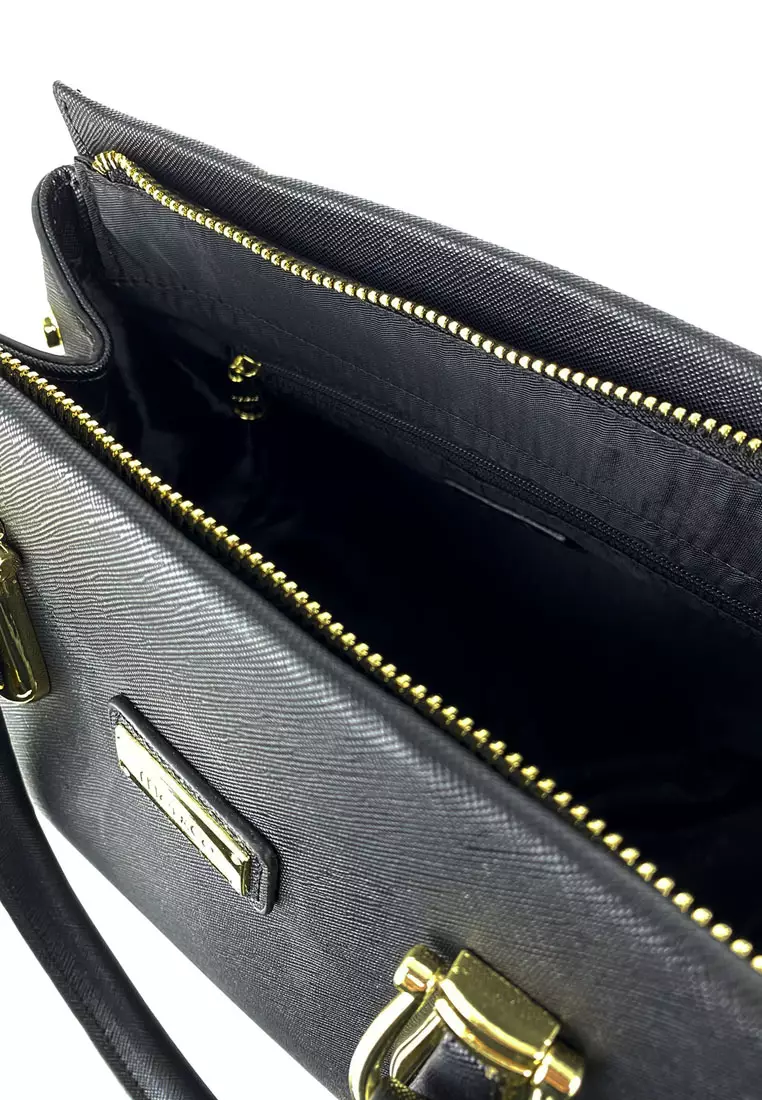 Faux Leather Top Handle Bag