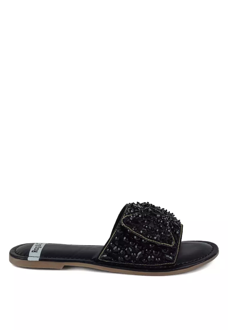 Discount on Rag & CO.  shoes - SKU: Big Bow Beaded Flats in Black