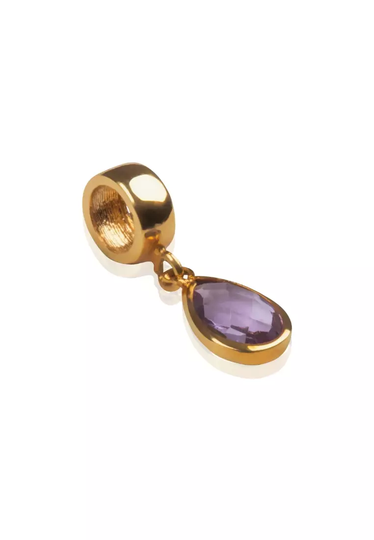 Mini Amethyst Pear Charm 18k Gold