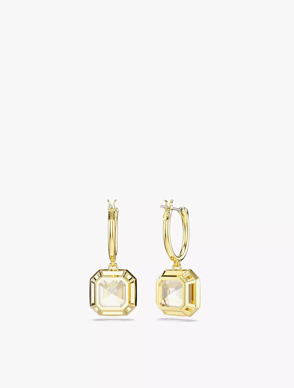 Millenia drop earrings, Square cut, Caramel, Gold-tone plated