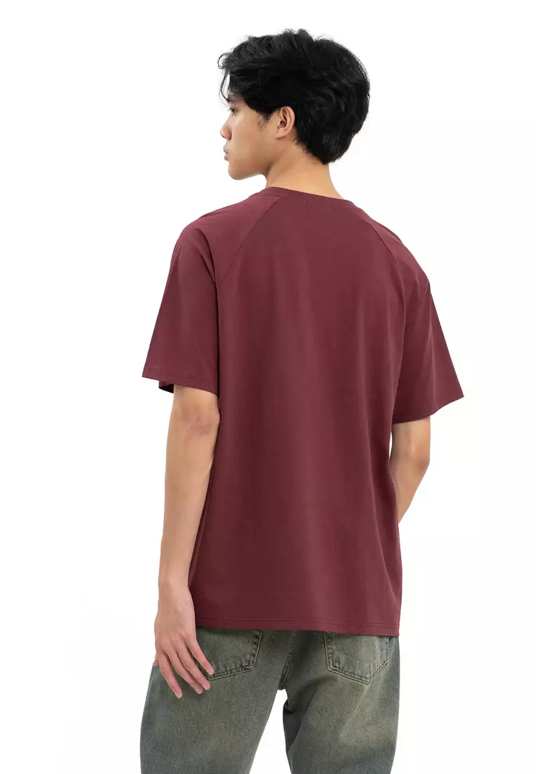 Raglan Cut & Sew Relaxed Fit Tee- Maroon