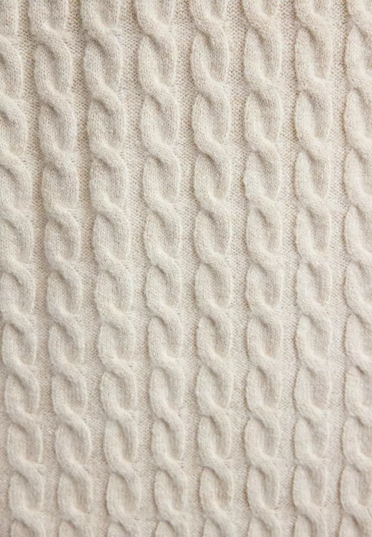 Beige Braided Knitwear Dress Tctaw25Eb00035