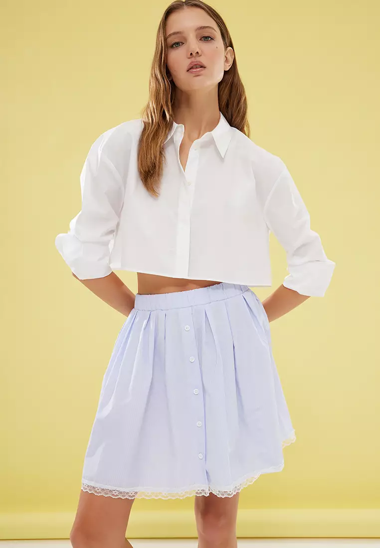 Hem Lace Detail Mini Skirt