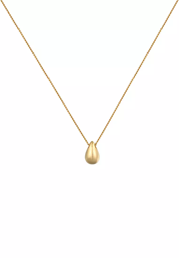 Kalung Perhiasan Perak 925 Wanita Drop Pendant Timeless Simple Gold Plated