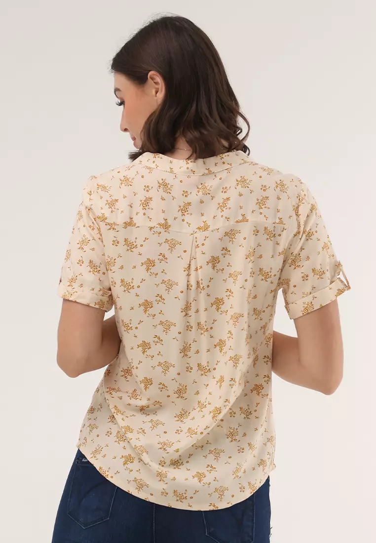 Short Sleeves Chinese Collar Blouse