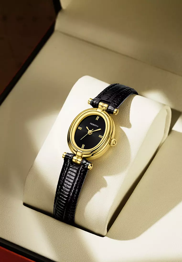 Jam Tangan Wanita Korean Anti Air Original Antik Elegan Tali Kulit Jam Tangan Cewek allblack