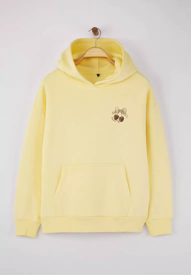 Printed Oversized Thick Inside Polar Fleece Sweatshirt