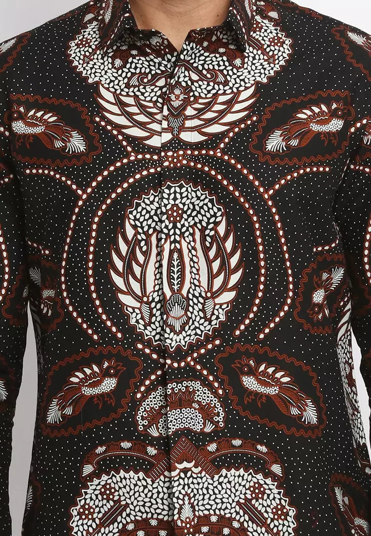 MAGINOT ARNATA BLACK Batik Slim Fit Lengan Panjang