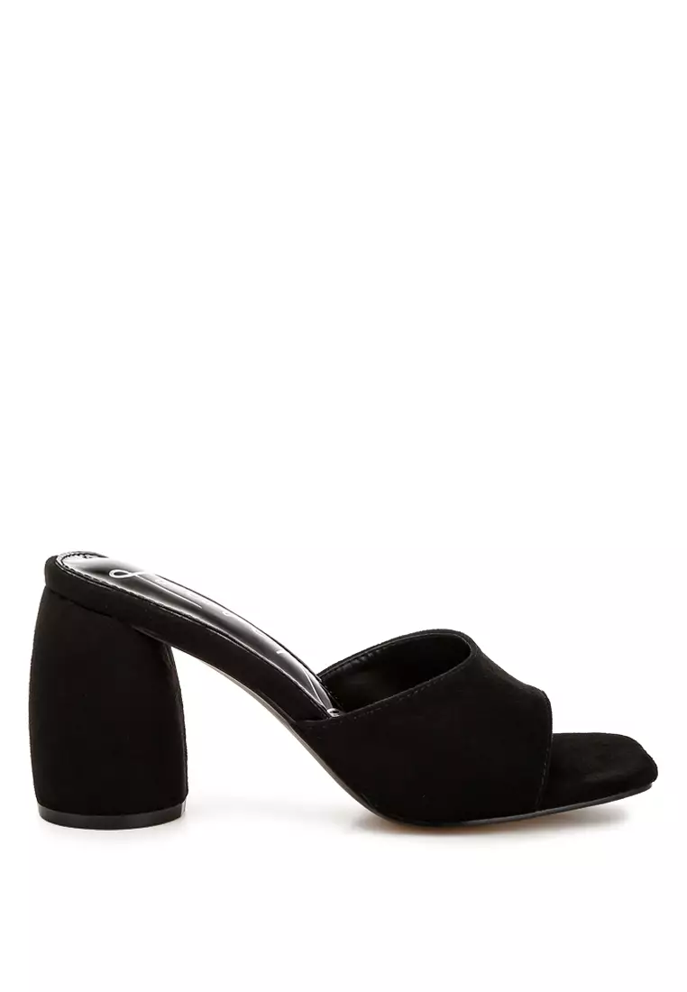 Discount on London Rag  shoes - SKU: Round Heel Micro Suede Sandals in Black