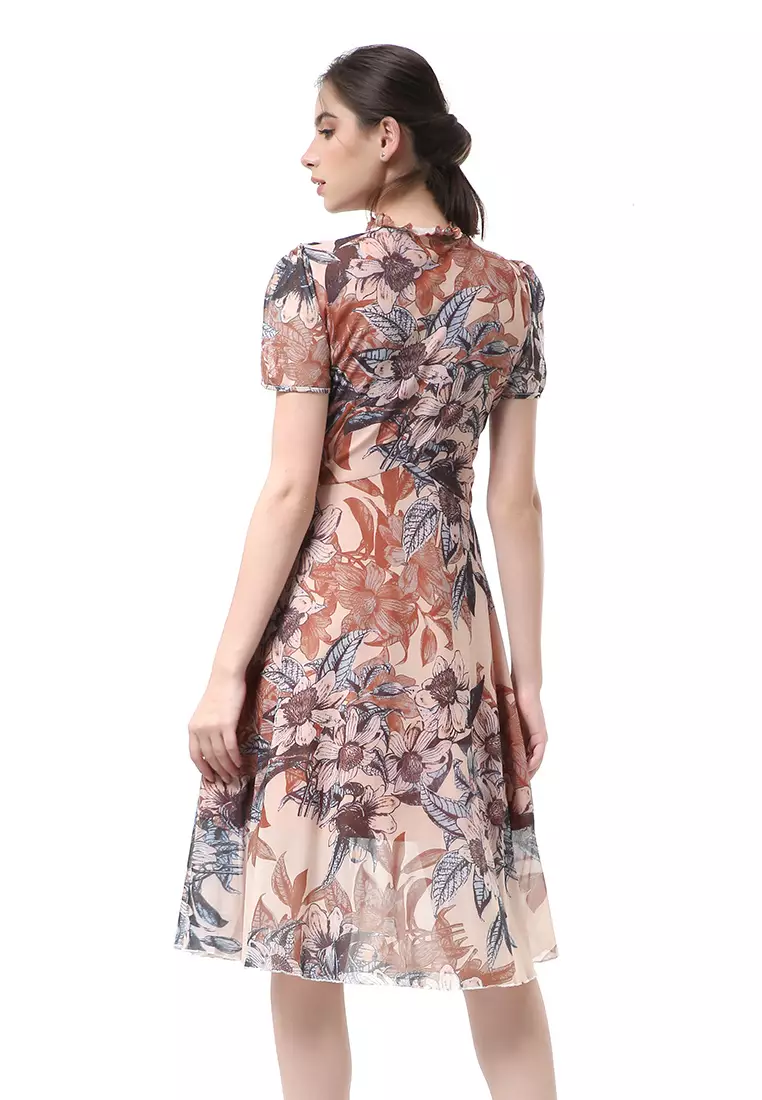 Rachel Dress Lengan Pendek Wanita Leaf Motive Material Cotton ORIGINAL - Multicolor