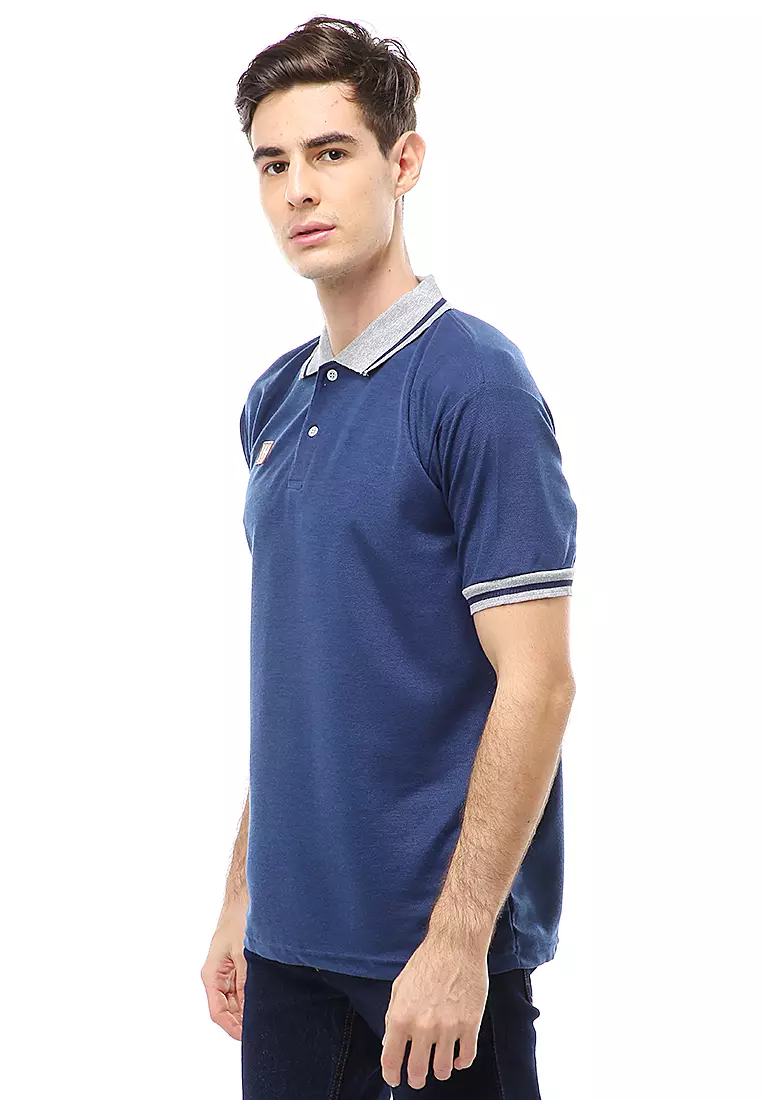 Jack T-Shirt Atasan Kasual Kaos Polos Pria Kerah Lengan Pendek Material Cotton ORIGINAL - Navy