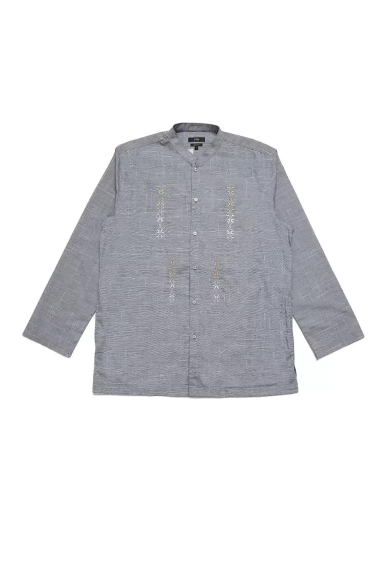 Jobb Ajmal Baju Koko Pria Lengan Panjang Regular Fit Abu-Abu