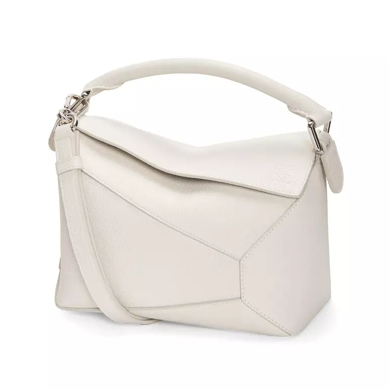 Small Puzzle Edge Bag in Soft Grained Calfskin Soft White Shw