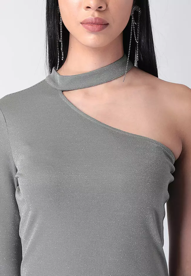 Buy FabAlley One Shoulder Choker Neck Bodycon Dress 2024 Online