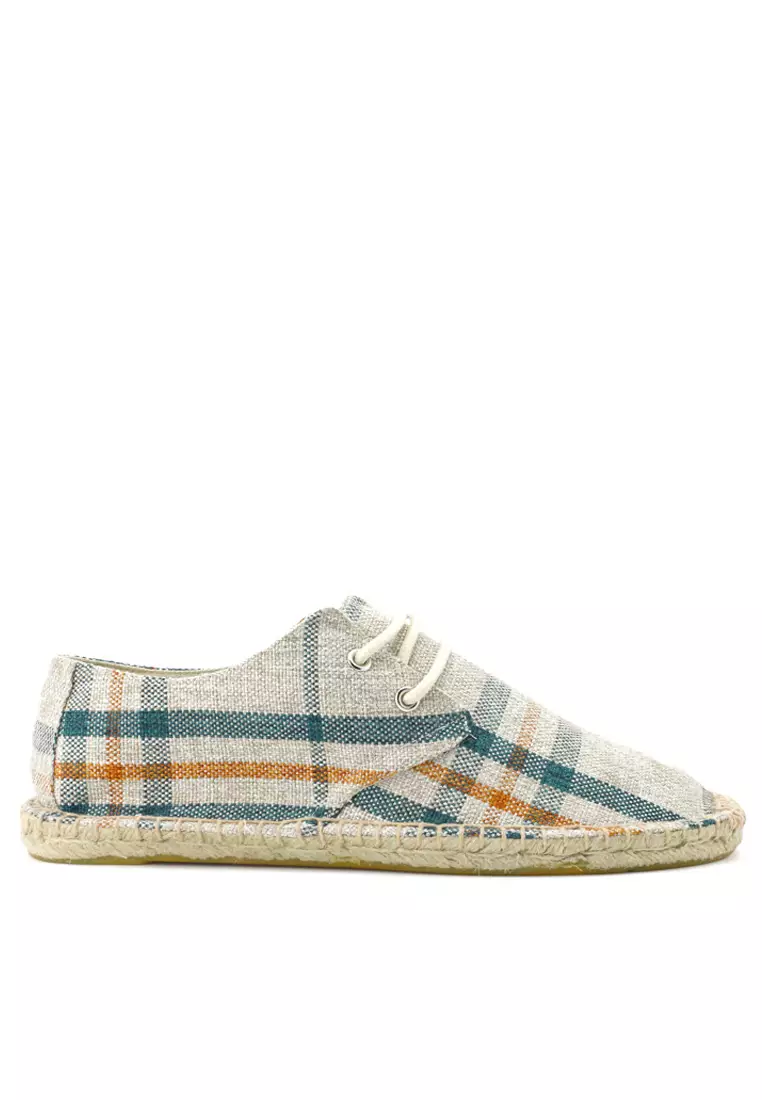 Discount on Twenty Eight Shoes  shoes - SKU: Contrast Stripes Lace Up Linen Espadrilles Qz8067