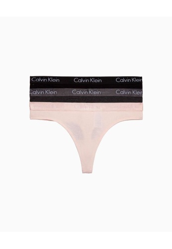 Calvin Klein multi Calvin Klein Womens Motive Cotton Thong 3 Pack 9C4CFUSD6FA6D8GS_1