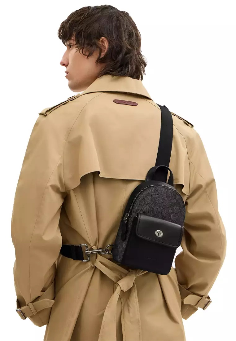 Small Turnlock Sling Pack In Signature Canvas CAJ29