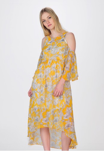 SJO's Tuscany Yellow Print Women's Dress