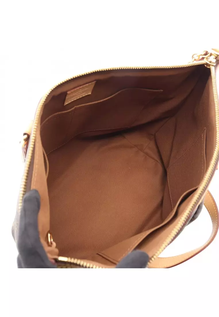 Pre-Loved Louis Vuitton Palermo PM monogram Handbag PVC leather Brown 2WAY