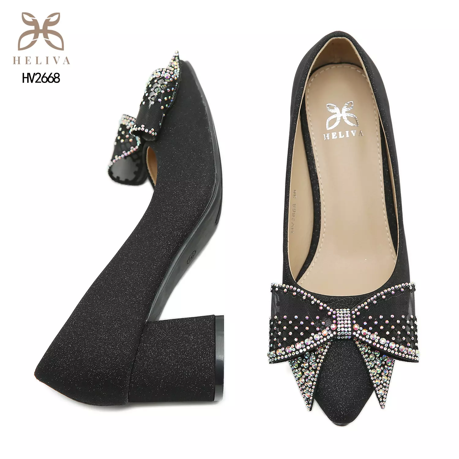 Heliva Christy High Heels Chunky Ribbon Rainbow Rhinestones sol 5.5cm HV2668