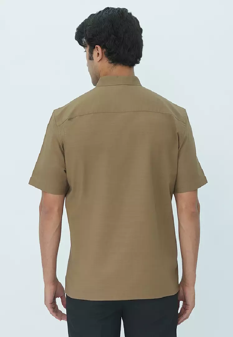 Johnwin - Baju Koko Muslim Pria - Single Pocket - Motif Polos - Lengan Pendek - FSH.652.S606 -  Free keychain