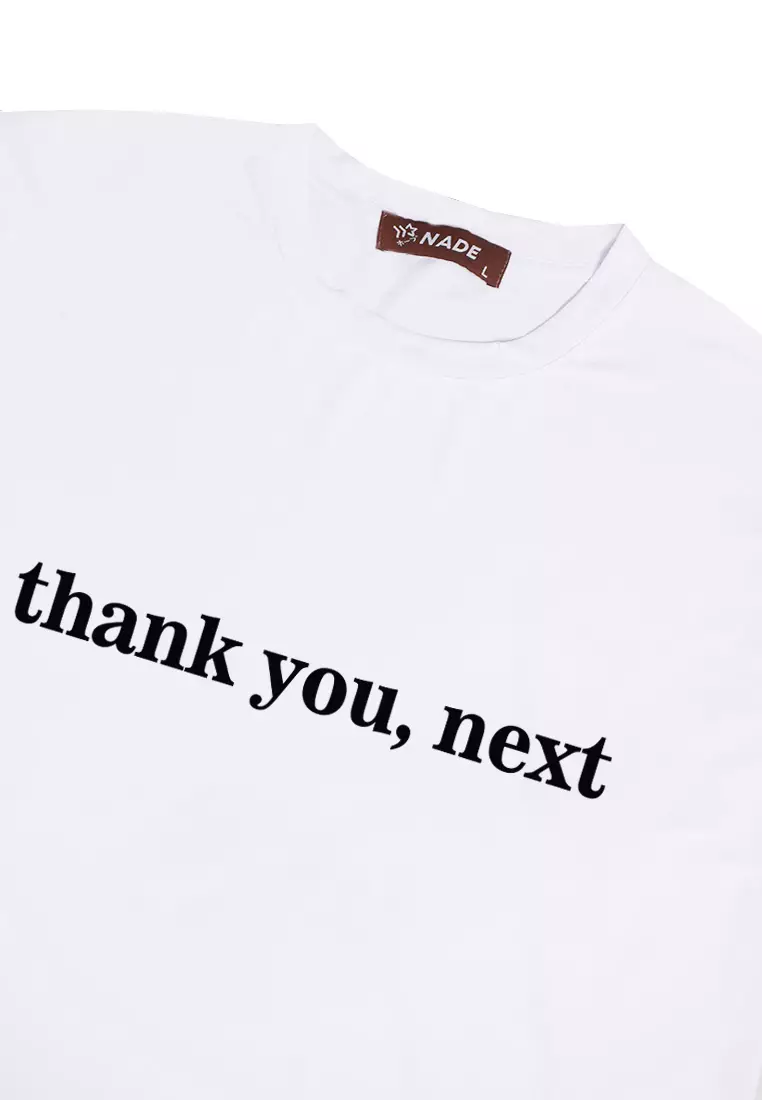 NTC56 kaos anti kusut stretch pria distro thank you next putih