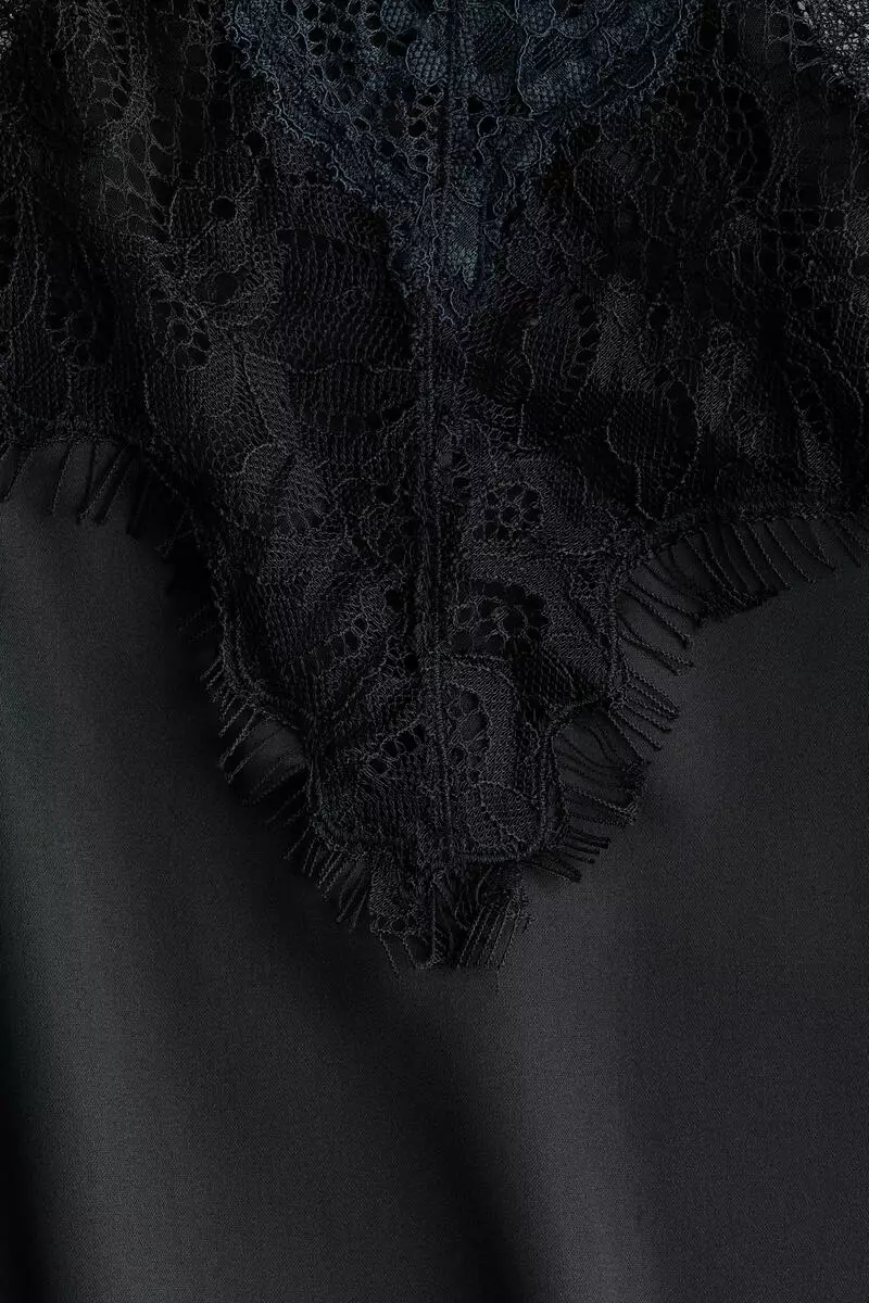 Lace-trimmed satin dress