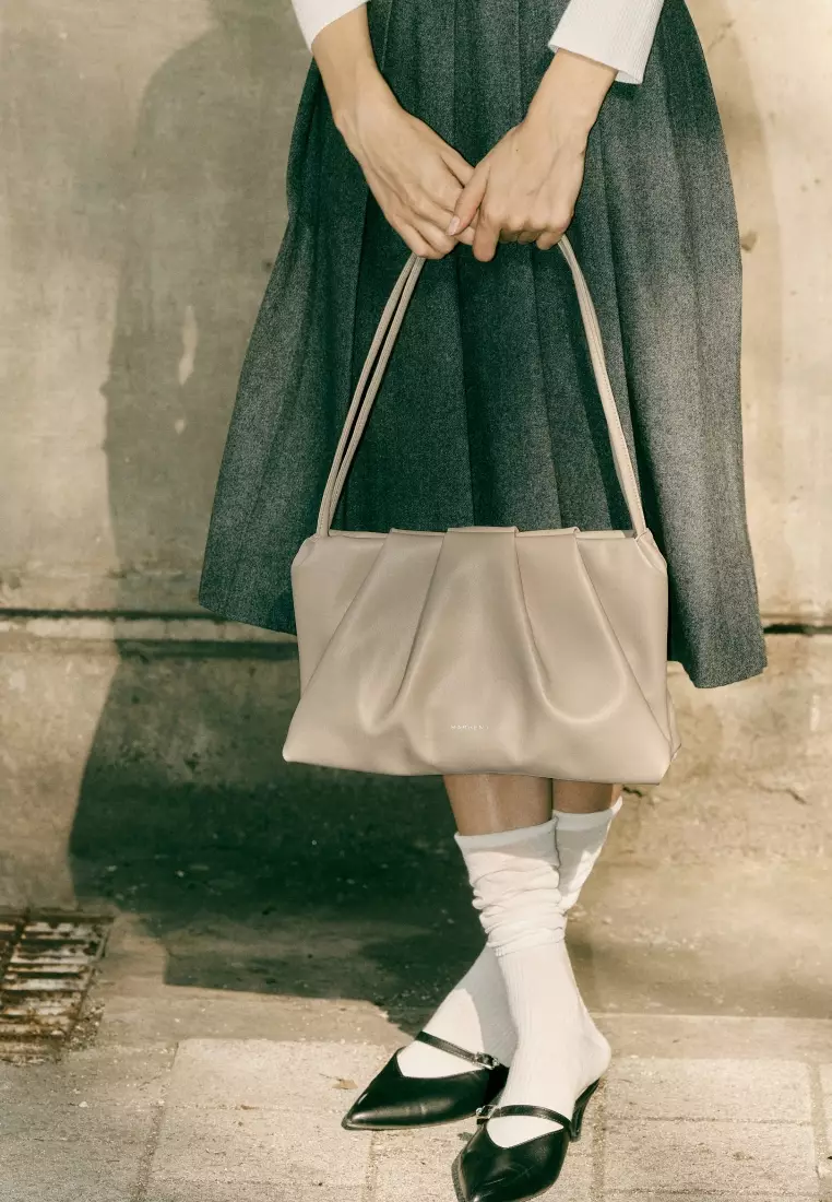 SABRINA Vegan Leather Shoulder Bag Oatmeal