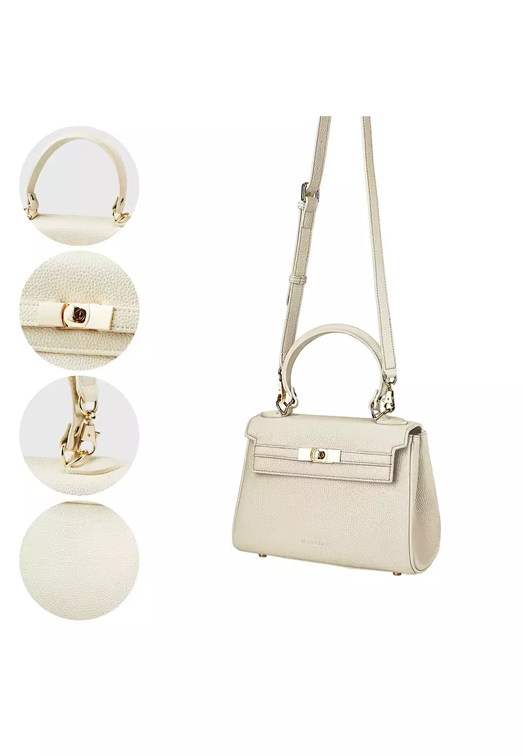 Victoria S 女士時尚休閒手提包 小號女士皮包/單肩包/斜背包/吊帶包 - 白色