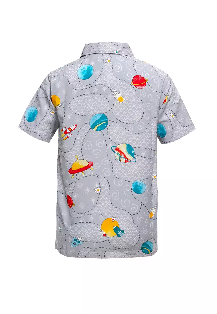 Hem Anak Batik Laki Laki Lengan Pendek Aroniko Grey