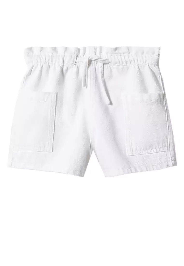 White linen clearance paperbag shorts