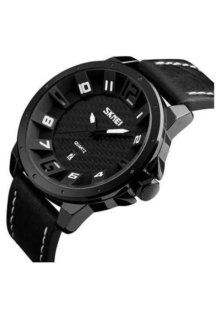 Jam Tangan Kasual Analog Pria Waterproof 30m Strap Tali Material PU Leather LC55 ORIGINAL