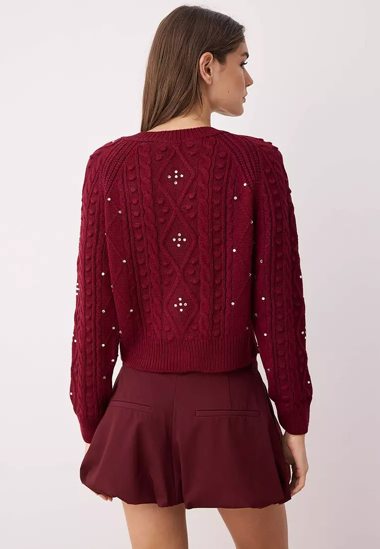 Burgundy Double Sided Knitwear Sweater Cardigan