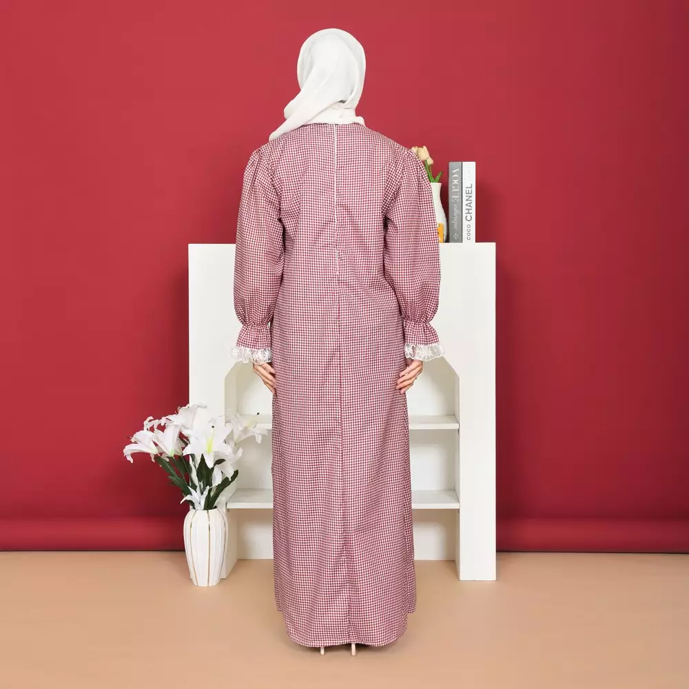 Eliana Rubber Dress - Gingham Maroon M19937 R77S4