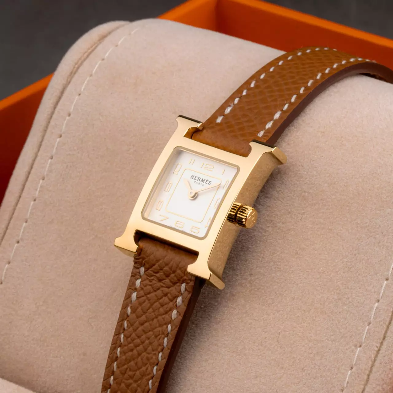 H-Hour Watch Mini Watch Epsom Gold Chestnut Ghw