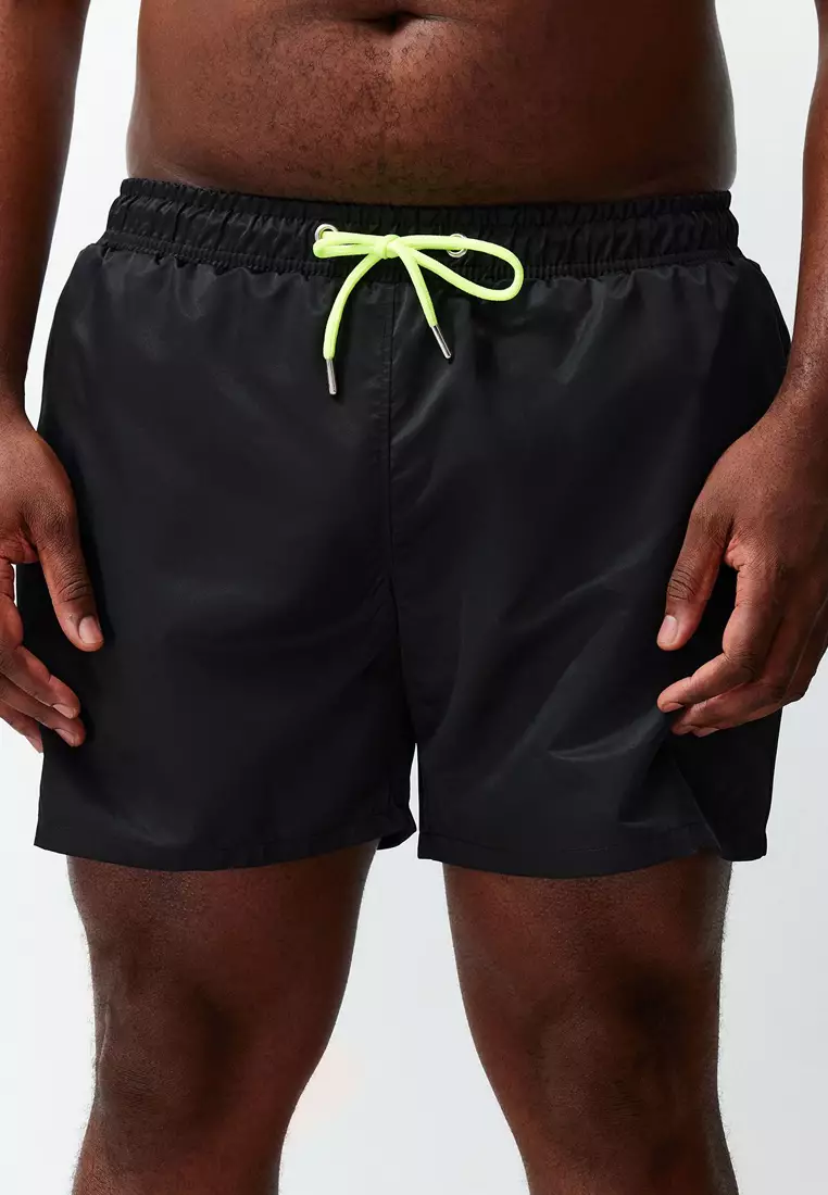 Black Plus Size Standard Fit Swimsuit Swim Shorts TMNSS24KD00000