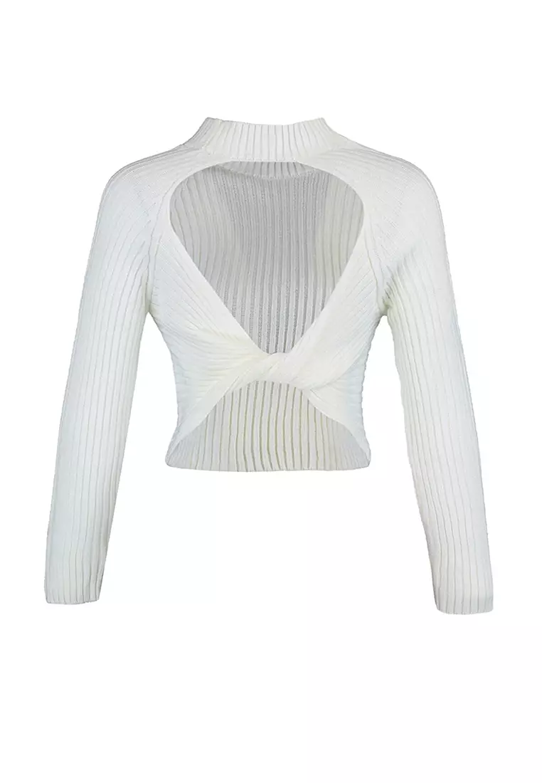 White open deals back sweater