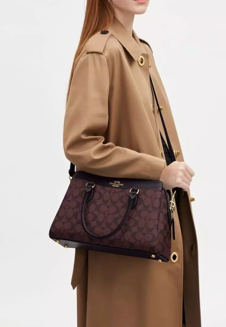 Jual Coach Coach Darcie Carryall In Signature Canvas Brown Oxblood