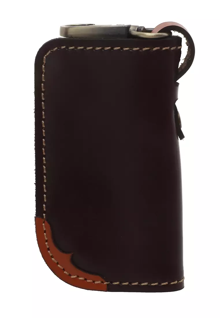Elgreno Dompet STNK Gantungan Kunci Mobil Motor Handmade Material Genuine Leather Kulit KH3 ORIGINAL - Brown
