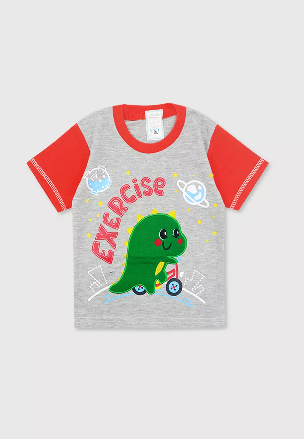 Wakakids Baju Bayi Anak Laki Laki Usia 12 Bulan Hingga 18 Bulan Setelan Celana Jeans Motif Little Dino 2319 Merah